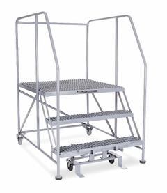 COTTERMAN Mobile Work Platform: 2.5 ft Platform Ht - Max, 36 in x 48 in, Steel, 800 lb Load Capacity (MPN 3WP3648RA3B4B8AC1P6). Key specifications — Folding: Not Foldable; Mobility: Rolling; Components Included: Rubber Foot Pads; Use Location: Indoor; Brand: COTTERMAN; Color: Gray; Height Adjustability: Fixed Height; Includes Handrails: Handrails Included.