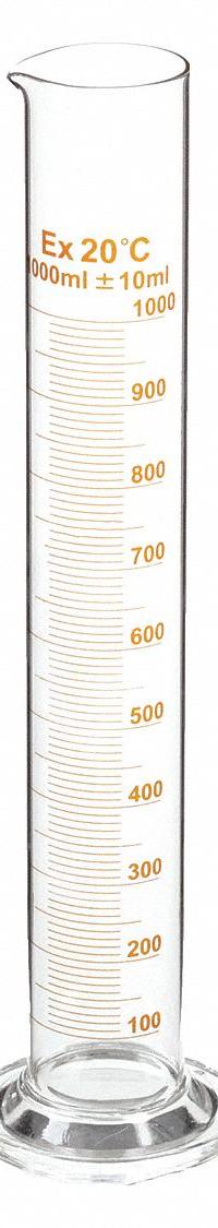 APPROVED VENDOR Graduated Cylinder: 1 L, To Deliver (TD), 10 mL Graduation Increments - mL (MPN 5YHY4). Key specifications — Brand: APPROVED VENDOR; Closure Included: No; Includes: Spout.