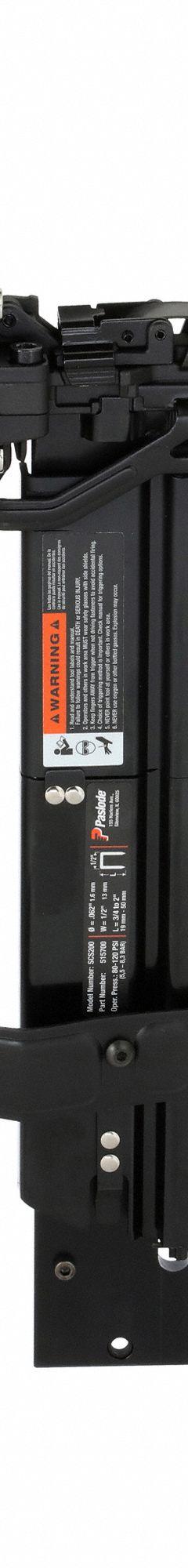 PASLODE Staple Gun: For 1/2 in Staple Wd, For 16 ga Staple Gauge, For 3/4 in to 2 in Staple Lg, Bump (MPN 515700). Key specifications — attr1320959: Crowned; attr1320964: PASLODE.