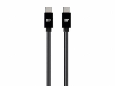 MONOPRICE Cable: Type C End 1, Type C End 2, Black, 6 ft Lg, 2.0 USB Specification - Standard USB & Lightning Cables