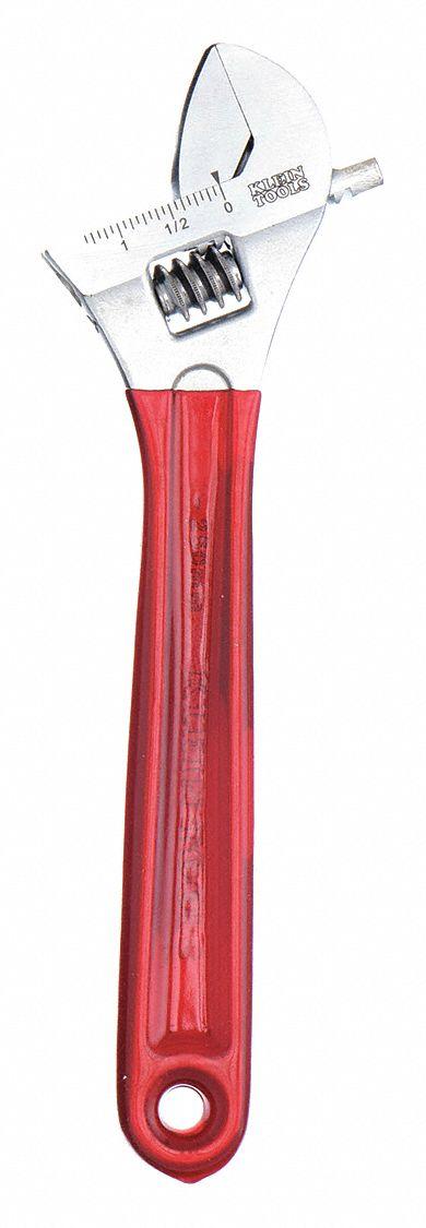KLEIN TOOLS Adjustable Wrench: Plastic, Chrome, 6 in Overall Lg - General Purpose Adjustable Wrenches
