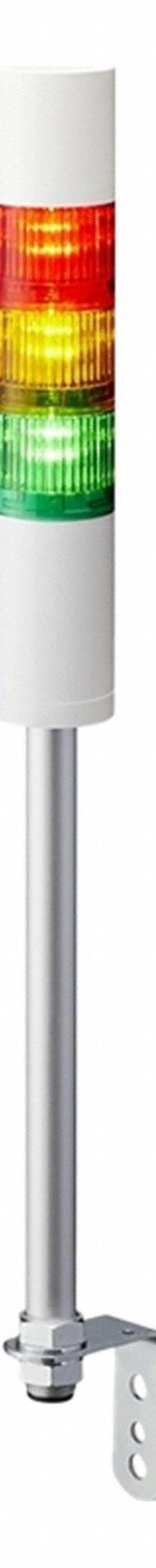 PATLITE Tower Light Assembly: 3 Tier, Sounder Tier Included, IP54, Amber/Green/Red, Direct Wire (MPN LR5-301LJBW-RYG). Key specifications — Manufacturer Part Number: LR5-301LJBW-RYG; Brand: PATLITE; Operating Voltage: 12V DC; Light Tier Color: Green.