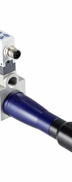 SCHMALZ Multistage Compact Ejector: 323 lpm, 1/4 in G Female, 1/2 in G Female, PNP, 1 NO, SCPS-L (MPN 10.02.02.06055). Key specifications — attr123938: 10.02.02.06055; attr123959: 1 NO; attr123962: PNP; attr1047096: 2 mm; attr1047097: 5-Pole M12 Male.