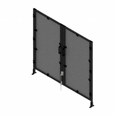FAZTEK T-Slot Framing System Door: Stand-Alone, Black, Double Swing - Wire Mesh Standalone Door Kits