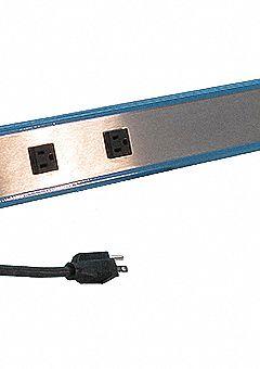 BENCHPRO Outlet Strip: 8 Outlets, 9 ft Cord Lg, 15 A Current, Not UL Rated for Healthcare, Gray (MPN S8-120). Key specifications — Brand: BENCHPRO; Mounting Style: Clip.