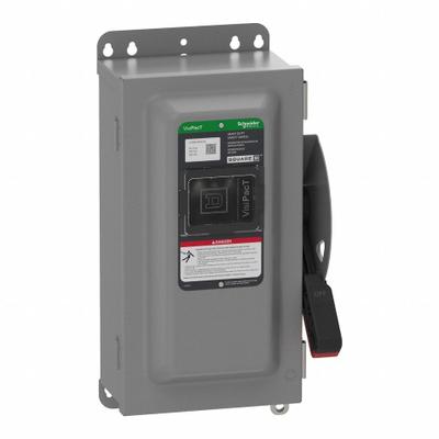 SCHNEIDER Safety Switch: Fusible, 60 A, Three Phase, 600V AC/DC, Galvanized Steel - Fusible Safety Switches