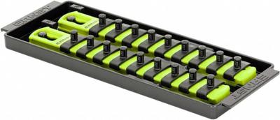ERNST MANUFACTURING Socket Organizer: Yellow, 3 5/8 in Overall Wd, 18 Posts/Slots - Socket Rails & Trays