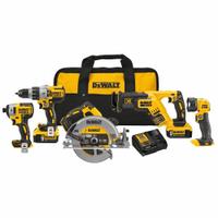 DEWALT Cordless Tool Combination Kit: 5 Tools, 20 V DC Volt, Battery Included, 20V MAX* XR®, 31AC52 (MPN DCK594P2). Key specifications — attr1176460: Reciprocating Saw.