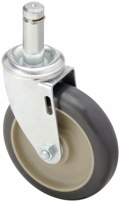 APPROVED VENDOR Stem Caster: Swivel, No Brake, 5 in Wheel Dia., 1 1/4 in Wheel Wd - NSF-Listed Sanitary Friction-Ring Stem Casters