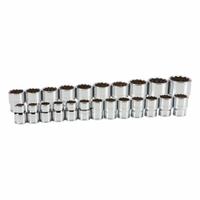 TEKTON Socket Set: 3/4 in Drive, 23 Piece, 12-Point, Metric, 19 mm to 50 mm (MPN SHD93016). Key specifications — attr1224269: 3/4 in; attr1204685: Not Tether Capable; attr1227399: 12-Point Standard Socket Set; attr1204650: 19 mm to 50 mm; attr1204673: Socket Bits Not Included; attr1204688: TEKTON; attr1224230: Friction; attr1224354: No Thin Wall.