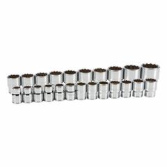 TEKTON Socket Set: 3/4 in Drive, 23 Piece, 12-Point, Metric, 19 mm to 50 mm (MPN SHD93016). Key specifications — attr1224269: 3/4 in; attr1204685: Not Tether Capable; attr1227399: 12-Point Standard Socket Set; attr1204650: 19 mm to 50 mm; attr1204673: Socket Bits Not Included; attr1204688: TEKTON; attr1224230: Friction; attr1224354: No Thin Wall.