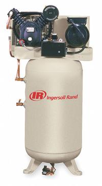 INGERSOLL RAND Electric Air Compressor: 5 hp, 2 Stage, Vertical, 80 gal, 16.8 cfm, 175 psi, 240V AC (MPN 2475N5-P-230-1). Key specifications — attr48430: INGERSOLL RAND; attr48445: 60 Hz; attr48448: Pressure Safety Valve; attr48450: 240V AC; attr48474: Single; attr48487: Vertical.