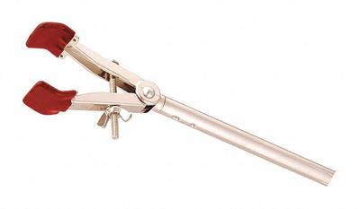 OHAUS Wire Support Ring: Single Adjust Clamp, Zinc, 8 1/2 in Overall Lg, 2 Prongs - Lab Clamps