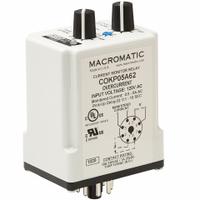 MACROMATIC Monitor Relay: Socket Mounted, 10 A Current Rating, 120V AC, Overcurrent, Pin (MPN COKP05A62-G). Key specifications — Series: COKP Series; Electrical Connection: Pin; Monitored Parameters: Overcurrent; Mounting Style: Plug-In; Trip Point: 0.5 to 5 A; Trip Point Type: Adjustable; Brand: MACROMATIC.