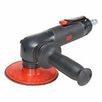 3M Air Disc Sander: Quick Change, Heavy Duty, 1.5 hp, 43 scfm, Right Angle with Side Handle Grip (MPN 88577). Key specifications — attr1320237: 3M; attr1320246: Rear.