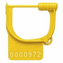 TYDENBROOKS Padlock Seals: Yellow, Polypropylene, 6 lb Breaking Strength, 29/50 in Lock Lg, 1 PK (MPN 36021130-06). Key specifications — Brand: TYDENBROOKS; Marking Included: Letters; Marking Message: Sealed; Marking Numbering: Sequential; Lock Material: Polypropylene.