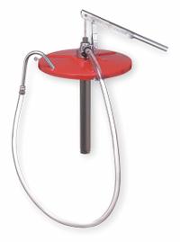 LINCOLN Hand Pump: Lever Action, Pump with Hose & Spout, Cast Iron Housing, 2.3 oz per stroke, PP (MPN 1293). Key specifications — Brand: LINCOLN; Housing Material: Cast Iron; Maximum Flow Rate: 2.3 oz per stroke; Suction Tube Material: Steel; Seal Material: PP.
