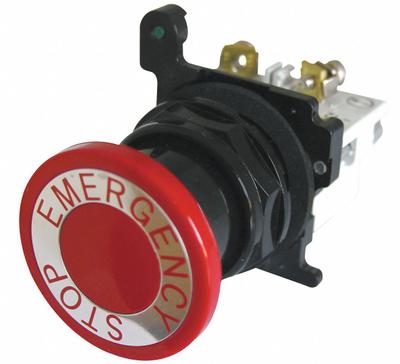 EATON Mushroom Head Push Button: Non-Illuminated, Mushroom Head Profile, Metallic - Mushroom-Head Push Buttons