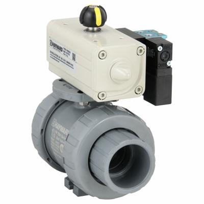 HAYWARD FLOW CONTROL Pneumatically Actuated Two-Way Ball Valve: 1 1/2 in, CPVC - CPVC Pneumatically-Actuated Ball Valves