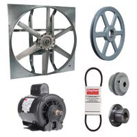 Exhaust Fan with Drive Package: Belt Drive, 30 in Blade, 3/4 hp, 10,798 cfm, 115/230V AC, 1 ph (MPN 7M892). Key specifications — Frame Finish: Zinc Plated; Assembled: Unassembled; Brand: DAYTON; Nameplate Voltage: 115/230V AC; Frame Material: Steel; Guard Type: None; Method of Construction: Cast; Motor Insulation: Class B.