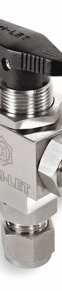 HAM-LET Manual Three-Way Ball Valve: 3/8 in, 316 Stainless Steel, L Flow, Std Port Ball Port, Wedge (MPN H-6800-SS-L-3/8-ICST). Key specifications — Brand: HAM-LET; Handle: Wedge.