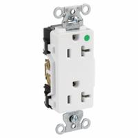 HUBBELL Receptacle: Hospital Grade Fed. Spec., Decorator Duplex, 5-20R, White, 125V AC, 20 A (MPN 2182W)