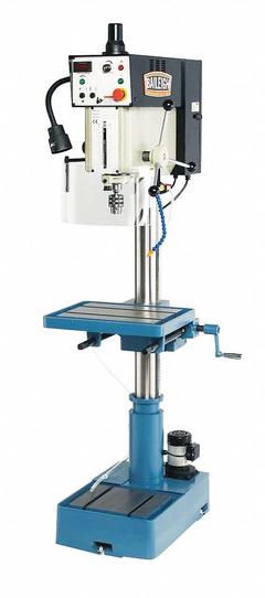 BAILEIGH INDUSTRIAL Floor Drill Press: Belt Drive, Variable Speed, 150 RPM – 3,000 RPM, 16 in Swing (MPN DP-1000VS). Key specifications — attr22849: 150 to 3,000 RPM; attr22858: 220V AC; attr73523: Boring; attr22856: Belt; attr73570: Single-Phase; attr22850: 10-7/16 in; attr22846: 2 hp; attr22840: 7 A.