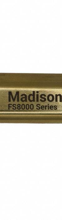Flow Switch: Piston, Brass, 3/8 in NPT, 3/8 in Connection Size, NPT, 3/8 in For Pipe Size, SPST (MPN FS8000-15002). Key specifications — Brand: MADISON; Set Point Type: Fixed; Switch Position: Normally Open; Contact Rating (DC): 0.28 A @ 24V DC.