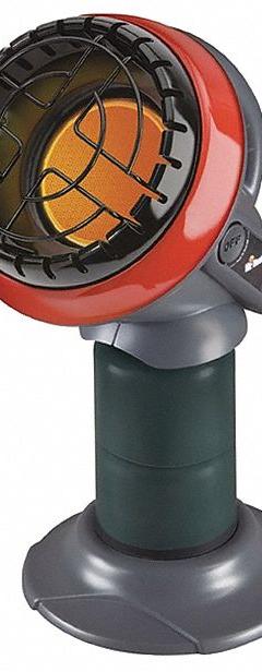 MR. HEATER Portable Gas Tabletop Heater: 3,800 BtuH Heating Capacity Output, 95 sq ft Heating Area (MPN MH4B-F215100). Key specifications — Housing Color: Red; Body Shape: Cylindrical; Brand: MR. HEATER; Overall Dimensions - H x W x D: 12 in x 10-3/8 in x 10 in.
