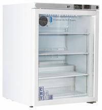 Controlled Room Temperature Cabinet: 115 V, 20°C to 25°C, 23 3/4 in Overall Wd, 24 in Overall Dp (MPN CRT-ABT-HC-UCFS-0504G). Key specifications — Brand: AMERICAN BIOTECH SUPPLY; Voltage: 115 V; Includes: (3) Adjustable Shelves; Door Hinge: Right Hinge.