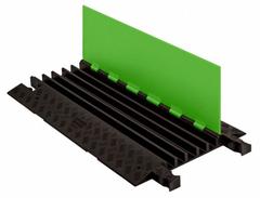 CHECKERS HI-VIZ CABLE PROTECTOR: 5 Channels, Hinged, 1 13/40 in Max Cable Dia, 19 1/2 in Wd (MPN GD5X125-FLG/B). Key specifications — Brand: CHECKERS; Color: Hi-Viz Green (Lid)/Black (Base); Component: Cover; Material: Polyurethane.