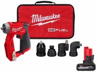 MILWAUKEE Drill/Driver Kit: M12 FUEL™, Interchangeable Chuck, 3/8 in Chuck, 1,600 RPM Max. (MPN 2505-20, 48-11-2450). Key specifications — attr1169525: Brushless.