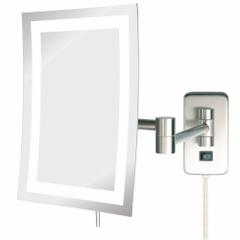SEE ALL Makeup Mirror: Rectangular, Glass, 13 in Overall Ht, 11 in Overall Wd, 3 in Overall Dp, Wall (MPN HLEDNSA69). Key specifications — Brand: SEE ALL INDUSTRIES; Frame Material: Metal; Frame Finish: Nickel; Frame Color: Silver; Lighting Location: Front; Mirror Edge Style: Polished Edge; Lighted: Yes.