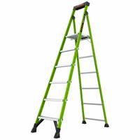 LITTLE GIANT Platform Stepladder: 8 ft Ladder Size, Fiberglass, 300 lb Load Capacity, 26 lb Wt (MPN 15398-001). Key specifications — Brand: LITTLE GIANT; Included Features: Plastic Top with Storage.
