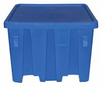 MEESE INC Bulk Container: 27.5 cu ft, 45 in x 45 in x 33 in, Lid Included, 2-Way Entry, Square, Blue (MPN P291-ROY). Key specifications — Brand: MEESE INC; Stackable: Stacking Capable; Shape: Square; Runner Location: None; Fork Entry: 2-Way Entry; Container Wall Type: Solid; Mobility: Stationary; Collapsible: Rigid.