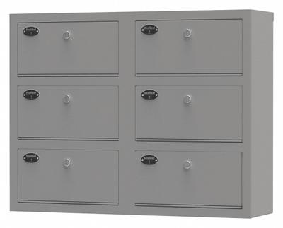 SENTINEL Pistol Security Locker: Keyed, 6 Weapon Drawers, 22 3/4 in Overall Ht - Weapon Storage Cabinets