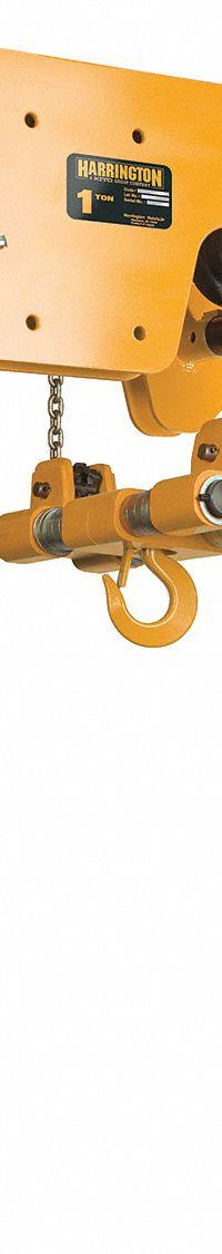 HARRINGTON Manual Chain Hoist: Geared Trolley, 2,000 lb Lifting Capacity, 20 ft Lift Lg (MPN SHB010-20). Key specifications — Brand: HARRINGTON; Lifting Hook Type: Hook with Safety Latch.