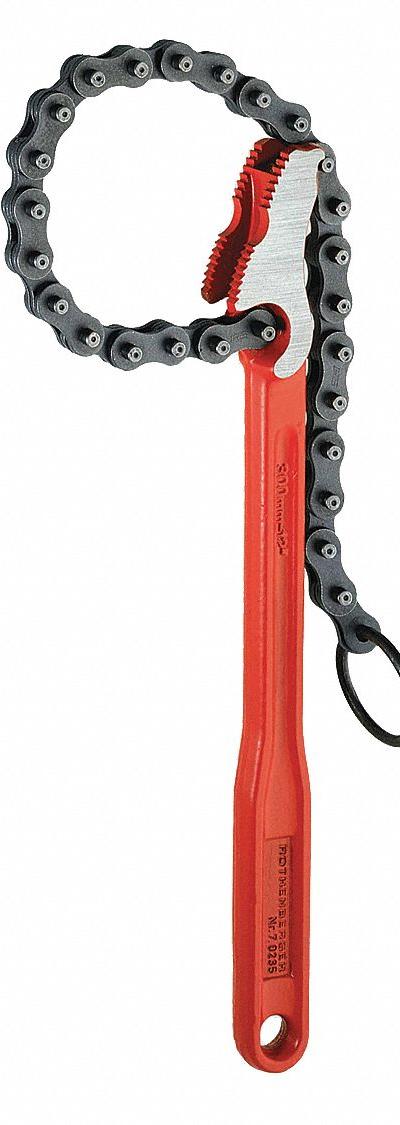 ROTHENBERGER Chain Wrench: For 4 in Outside Dia - Single End Chain Tongs