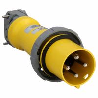 HUBBELL Pin and Sleeve Plug: Yellow, 125/250V AC, Single Phase, 100 A, 3 Pole, 4 Wire, IEC Grounding (MPN M4100P12). Key specifications — Brand: HUBBELL.