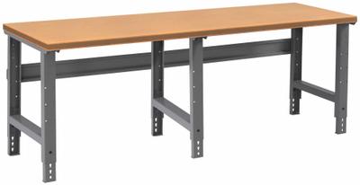 TENNSCO Workbench: Adj Ht, Tempered Hardwood, 96 in x 30 in, 2,400 lb Overall Load Capacity - Open-Base Workstations