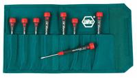 WIHA Precision Screwdriver Set: 1-10 Pieces, 8 Pieces, Phillips/Slotted Tip, Ergonomic Grip, Pouch (MPN 26193). Key specifications — attr1205274: WIHA; attr1205269: 9/64 in.