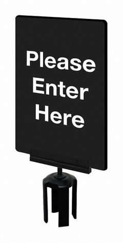 TENSABARRIER Acrylic Sign: Black, Please Enter Here Message, 11 in Overall Lg, 7 in Overall Wd (MPN S01-P-33-7X11-V-HDSB-1701-33). Key specifications — Brand: TENSABARRIER; Color: Black; Includes: Mounting Adapter; Message: Please Enter Here; For Use With: Tensabarrier Posts; Material: Acrylic.