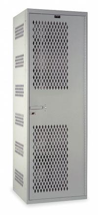HALLOWELL Wardrobe Locker: 18 in x 22 in x 72 in, 1 Tiers, 1 Units Wide, 16 ga Panel, Ventilated (MPN HTA822-1AS-PL). Key specifications — Locker Color: Light Gray; Brand: HALLOWELL.