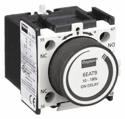 Dayton Timer Module: On Delay, 10 sec – 180 sec - Front-Mounted IEC Delay Timers