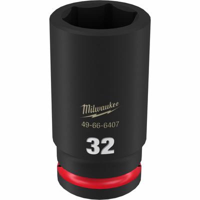 MILWAUKEE Deep Impact Socket: 3/4 in Drive Size, Metric, 32 mm Socket Size, 6-Point - 3/4" Drive Impact Sockets
