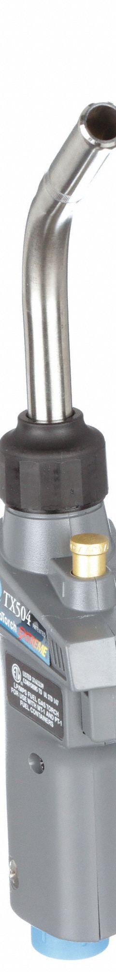 TURBOTORCH Hand Torch: Swirl Flame, Trigger-Start, Fixed Tip (MPN 0386-1293). Key specifications — Brand: TURBOTORCH; Manufacturer Part Number: 0386-1293; Compatible Fuel Type: Propane; Tip Type: Fixed Tip.
