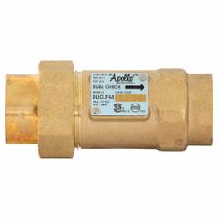 APOLLO Dual Check Valve: 4A, 1 in Pipe Size, FNPT x FNPT, 24 gpm Flow Rate, 4.38 in Overall Lg, EPDM (MPN 4ALF3A55A). Key specifications — Brand: APOLLO; Connection Type: FNPT x FNPT.