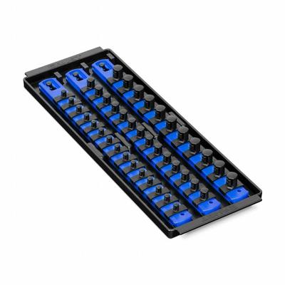 ERNST MANUFACTURING Socket Organizer: Blue, 5 5/16 in Overall Wd, 40 Posts/Slots - Socket Rails & Trays