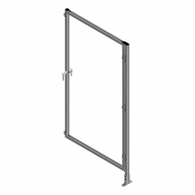 FAZTEK T-Slot Framing System Door: Add-On, Gray, Right Swing, 72 in H x 37 1/2 in W x 5 1/2 in D - Clear Plastic Door Add-On Kits