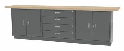 GREENE MANUFACTURING, INC. Cabinet Workbench: Butcher Block, 120 in x 24 in - Cabinet Benches with Drawers & Shelves